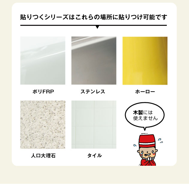 貼りつくシリーズはこれらの場所に貼り付け可能です